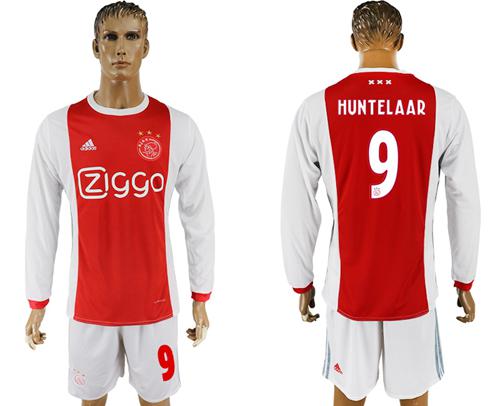Ajax #9 Huntelaar Home Long Sleeves Soccer Club Jersey